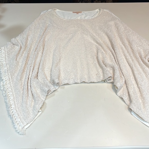 Gibson Latimer poncho beige with fringed sleeves small - Picture 7 of 15